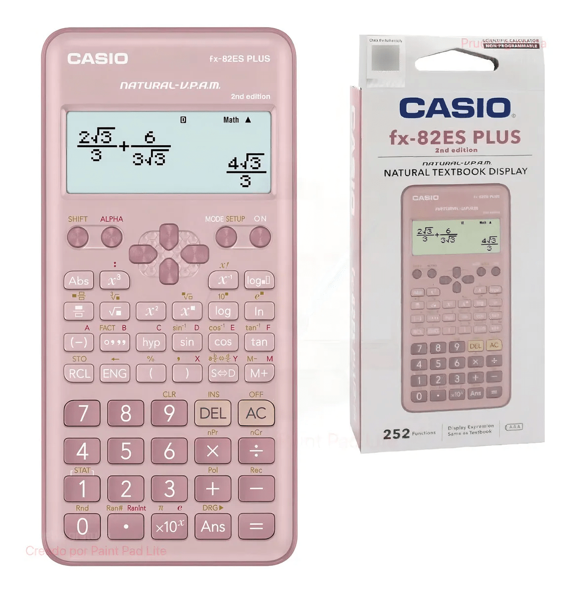 Calculadora Científica Casio FX-82ES PLUS Segunda Edición 252 Funciones Rosado2