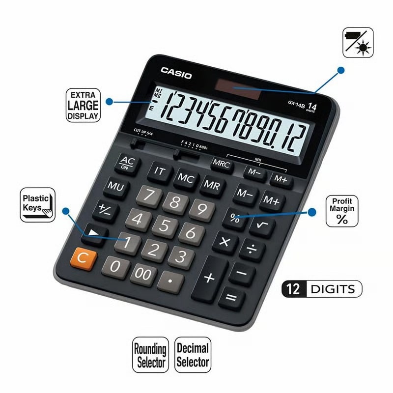 Calculadora Escritorio Casio 14 Dígitos GX-14B3