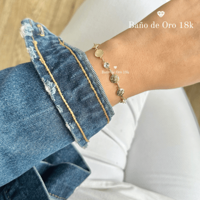 Pulsera Baño Medallas y Circonitas1