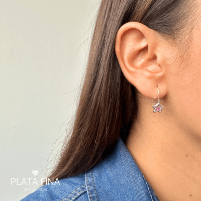Aros Plata Estrella Circón Rosado1