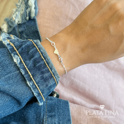 Pulsera Plata Circonita y Corazón1