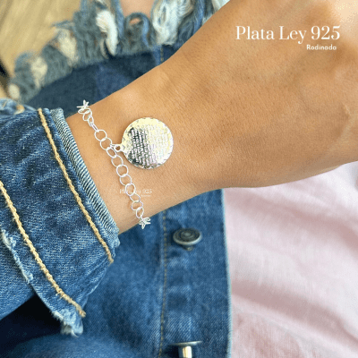 Pulsera Plata Rodinada Padre Nuestro en Portugues1