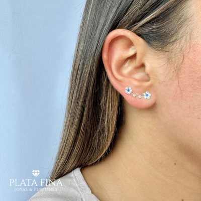 Aros Plata Trepadores Flor Azul1