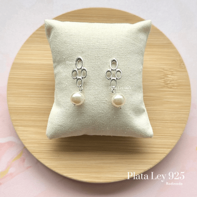 Aros Plata Rodinada Calado y Perla1