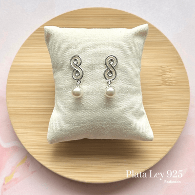 Aros Plata Rodinada Infinito y Perlas1
