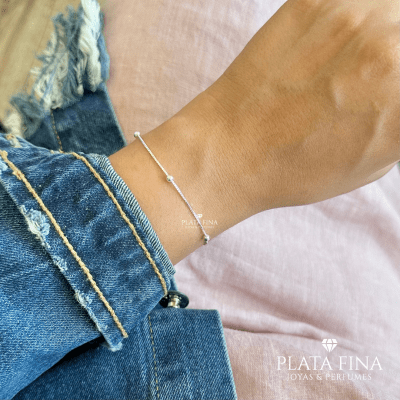Pulsera Plata Mini Bolitas1