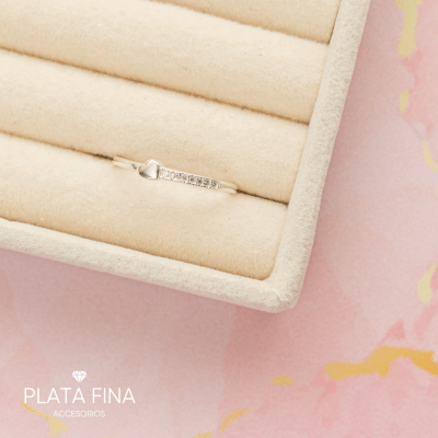 Anillo Plata Cintillo Mini Corazón1