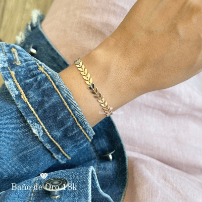 Pulsera Baño Cadeneta de Hojas1