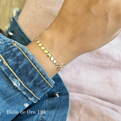 Pulsera Baño Mini Dije Corazones1