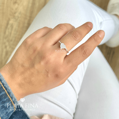Anillo Plata Corazón Satinado