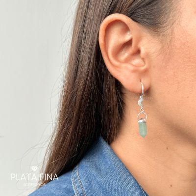 Aros Plata Piedra Natural Verde Agua1