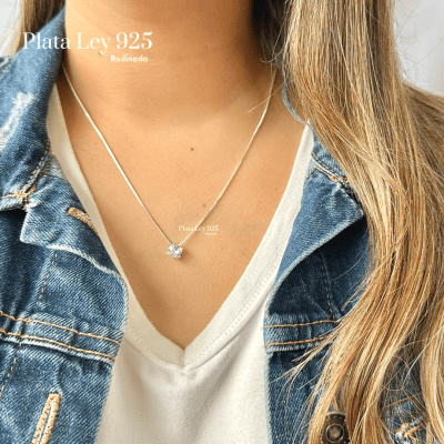 Collar Plata Rodinada Punto de Luz1