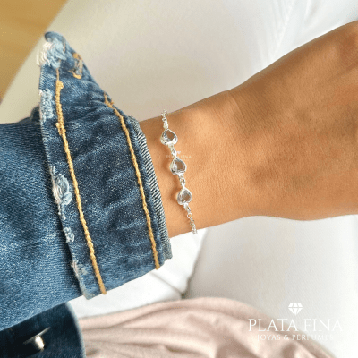 Pulsera Plata Tres Corazones1