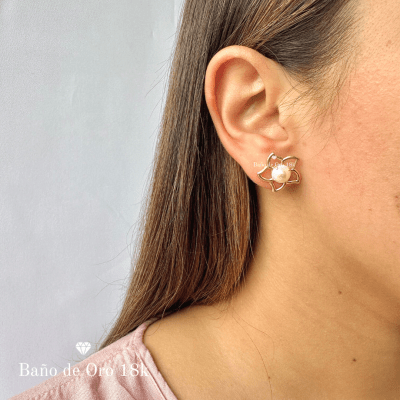 Aros Baño Flor y Perlas1