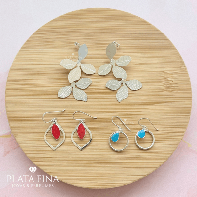 Set de Aros Hojas y Resina1