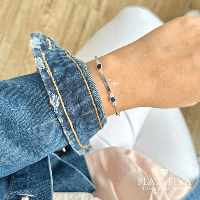 Pulsera Plata Circonitas Negro1