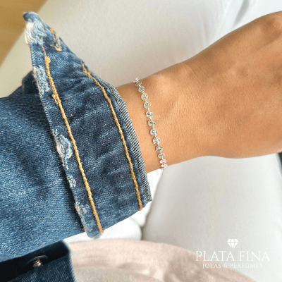 Pulsera Plata Círculos Satinados1