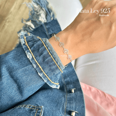 Pulsera Plata Rodinada Arbol de la Vida1