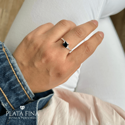 Anillo Plata Solitario Negro1