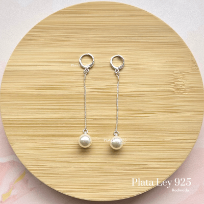 Aros Plata Rodinada Lazo y Perla1