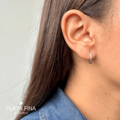 Argollas Mini Plata Bolita Tejida1