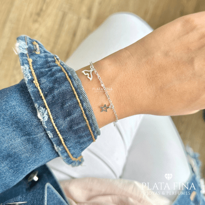 Pulsera Plata Dije Estrella y Colita1