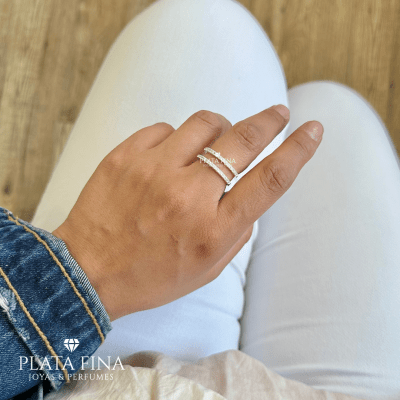 Anillo Plata Cintillo Doble Circón1