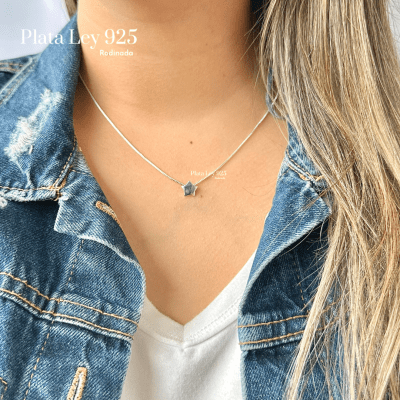 Collar Plata Rodinada Estrella1