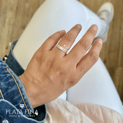 Anillo Plata Cintillo y Solitario1