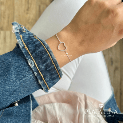 Pulsera Plata Corazón Calado1