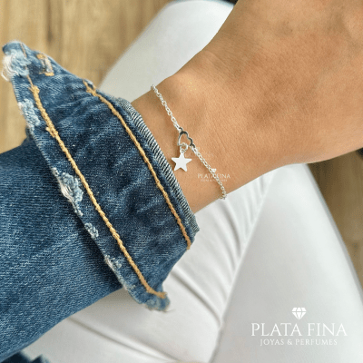 Pulsera Plata Amor y Estrella1