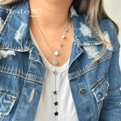 Collar Plata Rodinada Maxi Estrellas1