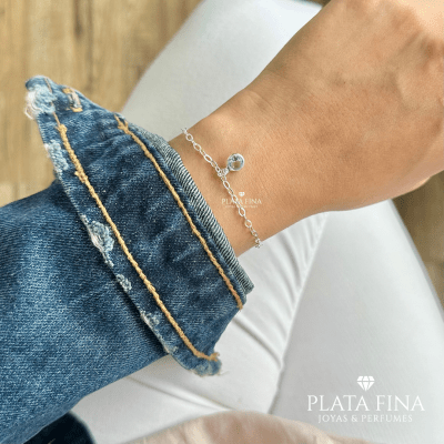 Pulsera Plata Circonita Verde Agua1