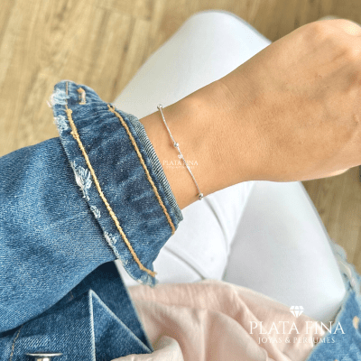Pulsera Plata Bolitas Mediana1