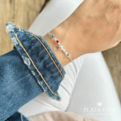 Pulsera Plata Circonita de Colores1