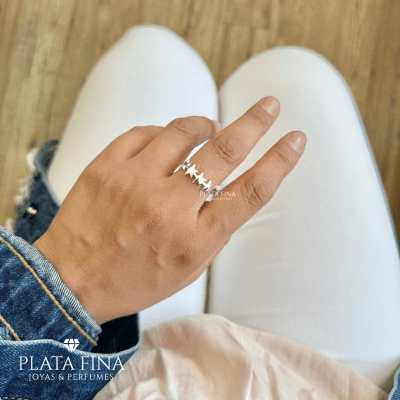Anillo Plata Cintillo de Estrellas1