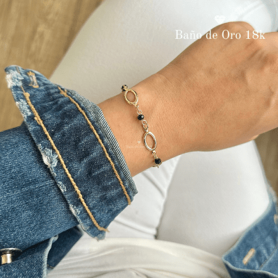 Pulsera Baño Cristales Negro1