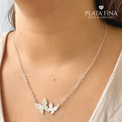 Collar Plata Mariposa Doble1