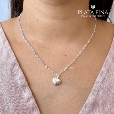 Collar Plata Medalla Corazón1