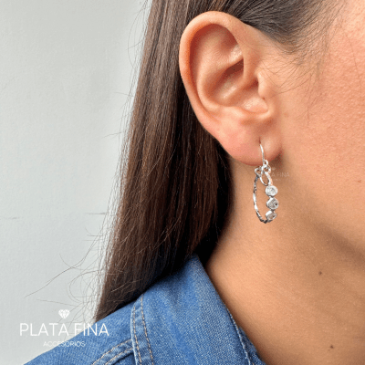 Argollas Plata Bote Entorchada con Circonitas1