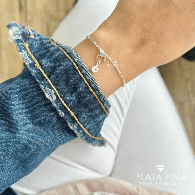 Pulsera Plata Circonita y Amor1