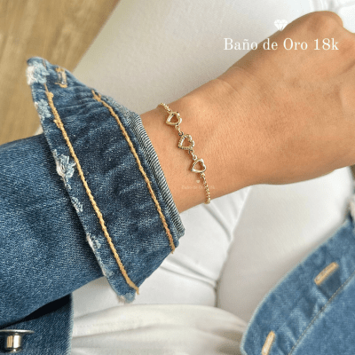 Pulsera Baño Trío de Corazones1