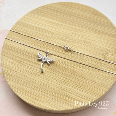 Collar Plata Rodinada Libélula1