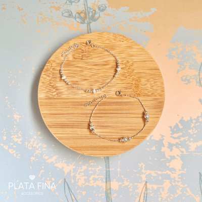 Set Plata Pulseras Pelotitas1