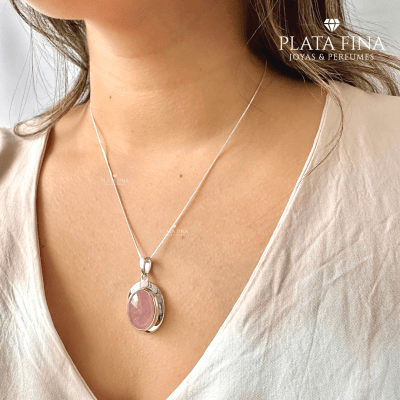 Conjunto Plata Flor Cuarzo Rosa1