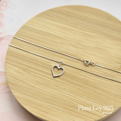 Collar Plata Rodinada Corazón1