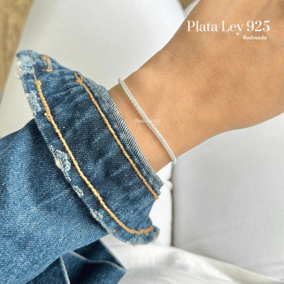 Pulsera Rodinada Trenzada con Satinado1