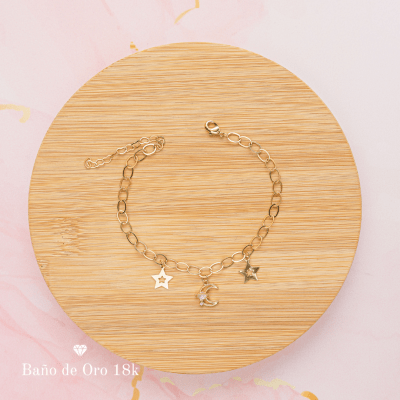 Pulsera Baño Estrella y Luna Circonita1