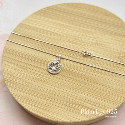 Collar Plata Rodinada Arbol de la Vida1
