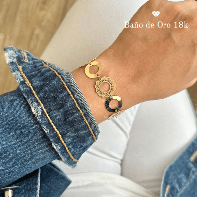 Pulsera Baño Argollas y Flores1
